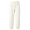 thumbnail image 4 of Bibifish Womens Waffle Knit Jogger Pants High Waisted Drawstring Elastic Waist Ribbed Ankle Cuffs Lounging Pants With Pockets, 4 of 4