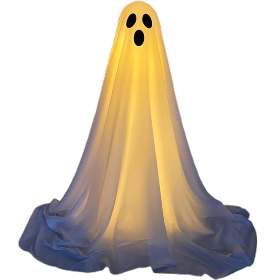 Konghyp Halloween Ghost Decorations, Illuminated Fabric Ghosts, Front Porch Decor, Adjustable Height Ghost Lamp, Ideal for Parties and Outdoor Events, Perfect for Halloween Celebrations