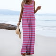 thumbnail image 4 of Leodye Women's Fashionable Summer Jumpsuits Button Wide Leg Overalls Casual Loose Rompers with Pockets Hot Pink 10(XL), 4 of 7