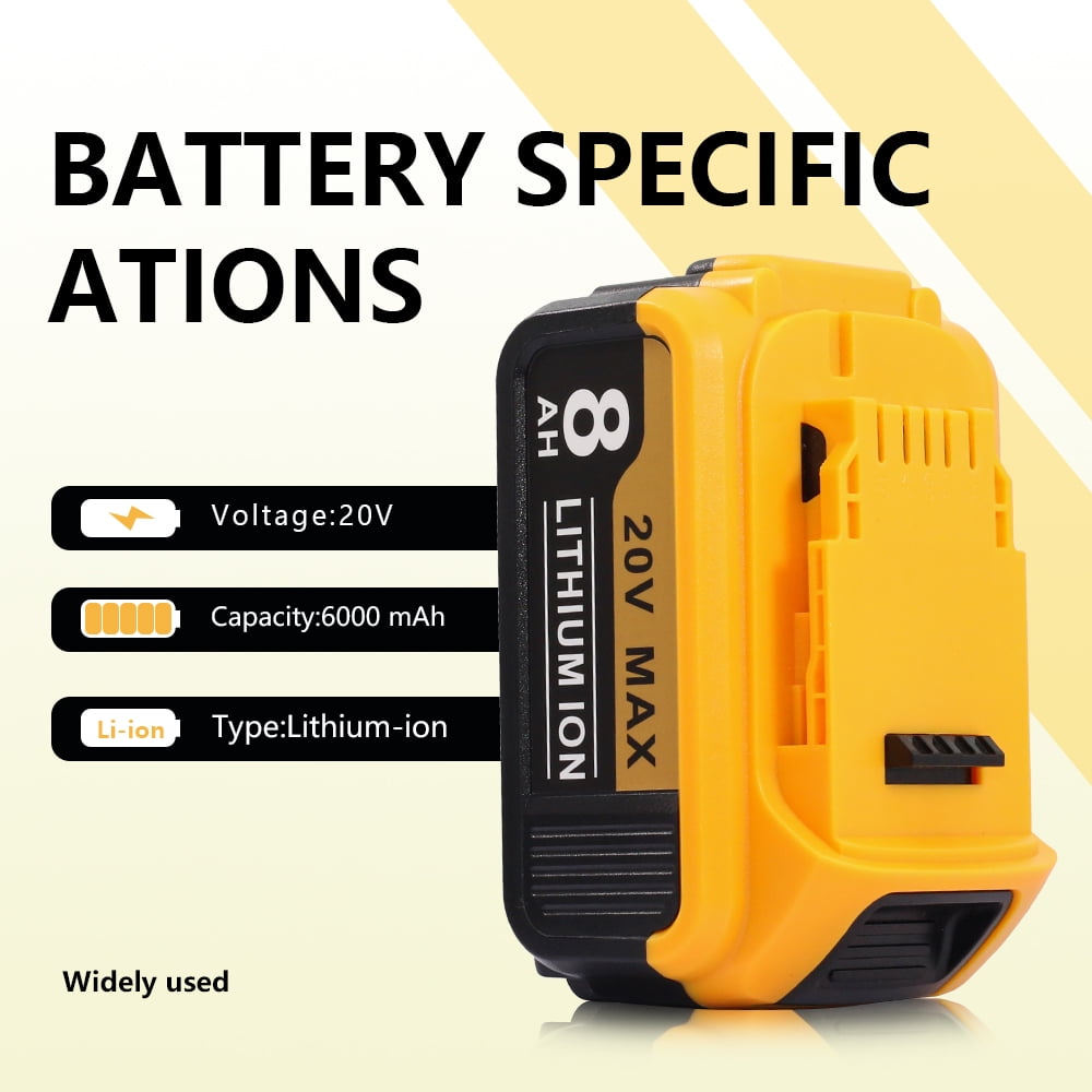 AERDU 20V MAX 8.0Ah Lithium Battery 2-Pack for DW DCB201 DCB206 DCB210
