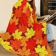 thumbnail image 3 of Maple Leaves Fleece Throw Blankets for Women Girls Autumn Throw Blanket for Bed Sofa, Luxury Soft Cozy Thanksgiving Day Halloween Flannel Blanket, Lightweight Fall Decor 60" x 80", 3 of 6