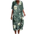 thumbnail image 2 of GaThRRgYP Women's Casual Tunic Boho Short Sleeve Dress,Womens Summer Pockets Printing Dresses Loose V-Neck Short Sleeve Dresses Army Green XL, 2 of 5