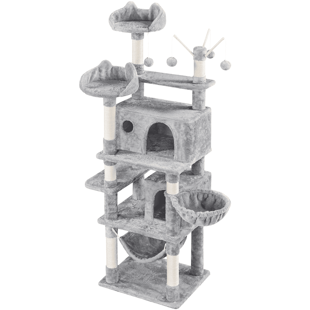 Renwick 67'' H Multi-Level Cat Tree Cat Tower with Condos, Light Gray