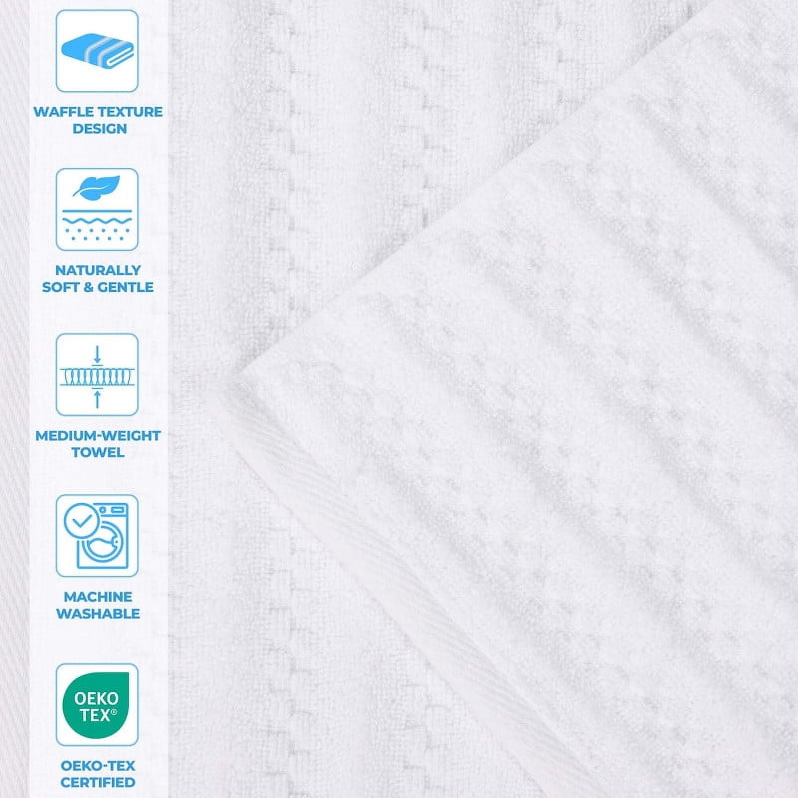 Superior Zuma Waffle Textured Stripes Zero Twist Bath Sheets, Set of 2, White