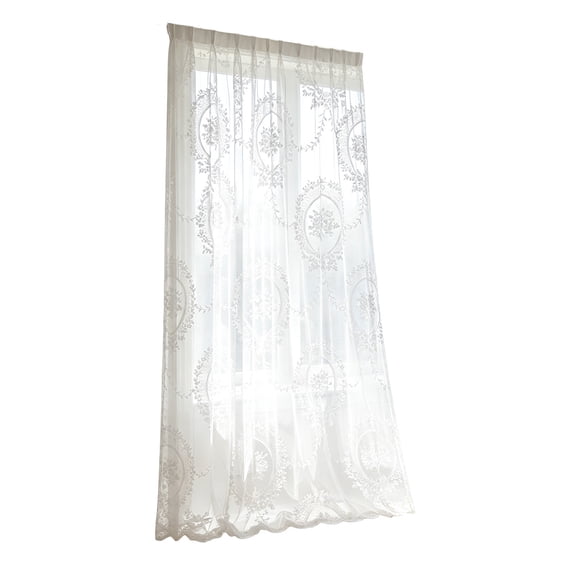 Lace Flower Sheer Curtains, Pinch Pleated Light Filtering Curtain, Non-see-Through Drapes for Living Room, Patio, Porch, 39w X 110h Inch, 1 Panels