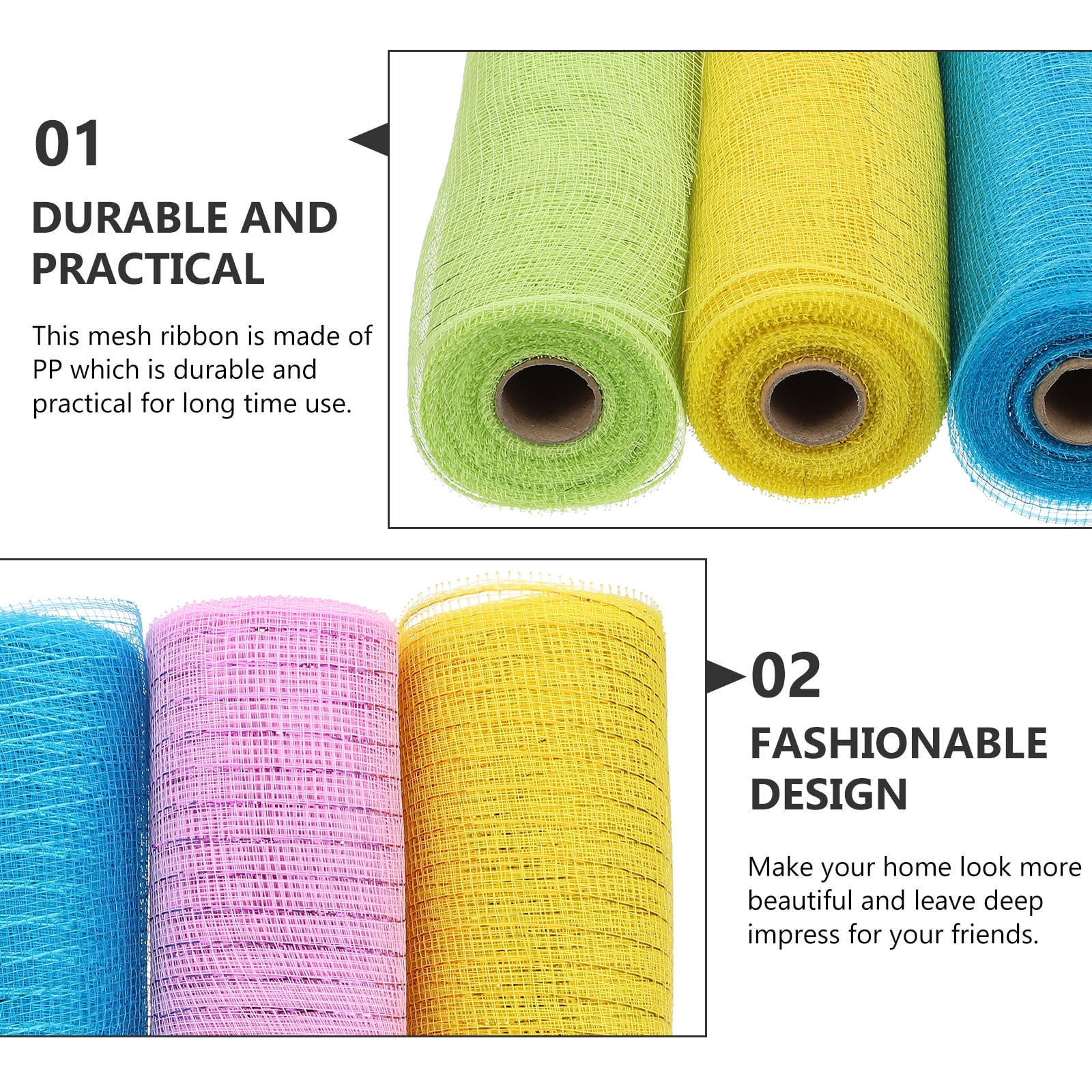 OUNONA Metallic Poly Mesh Ribbon for Wedding, Party, Holiday Decorations and Craft Projects