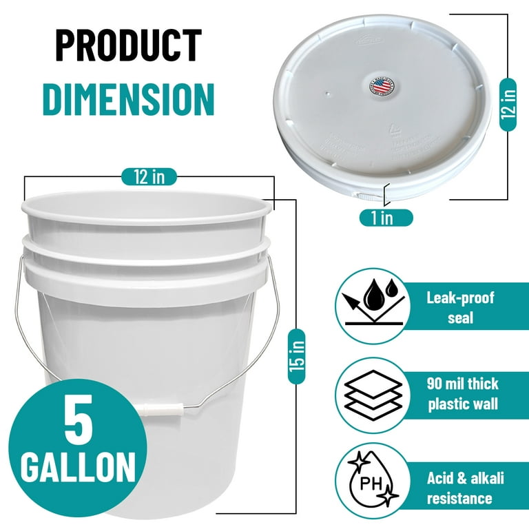 5 Gallon Grade BPA Free Bucket Pail With Air Tight Double Gasket