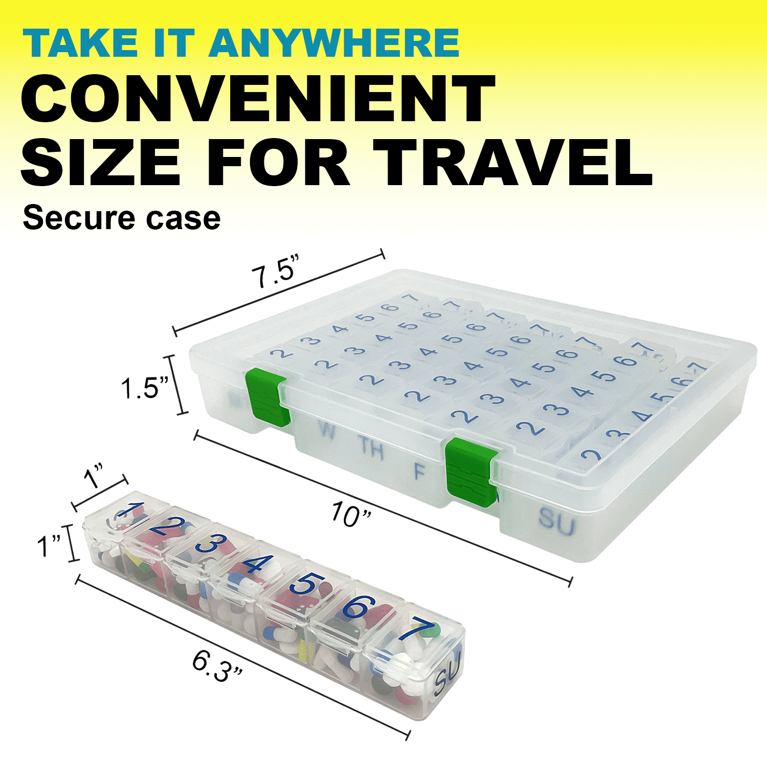 e-Pill 7 Times a Day x 7 Day Clear Weekly Pill Organizer Set with Clear Case