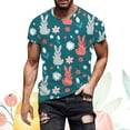 thumbnail image 2 of Mens Polo Easter Theme Print Short Sleeve Round Neck Floral Trend Bottoming Compression Shirt Men,Blue,2XL, 2 of 4