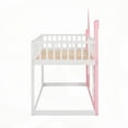 thumbnail image 4 of Twin Over Twin Castle Bunk Bed - Pink, Sturdy Pine Wood & Open Design, 4 of 15