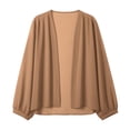 thumbnail image 5 of Lnmiateer Women Open Front Chiffon Cardigan Long Sleeve Elastic Cuffs Side Pockets Loose Flowy Casual Jacket Autumn Winter Office Indoor Layering Outerwear, 5 of 6