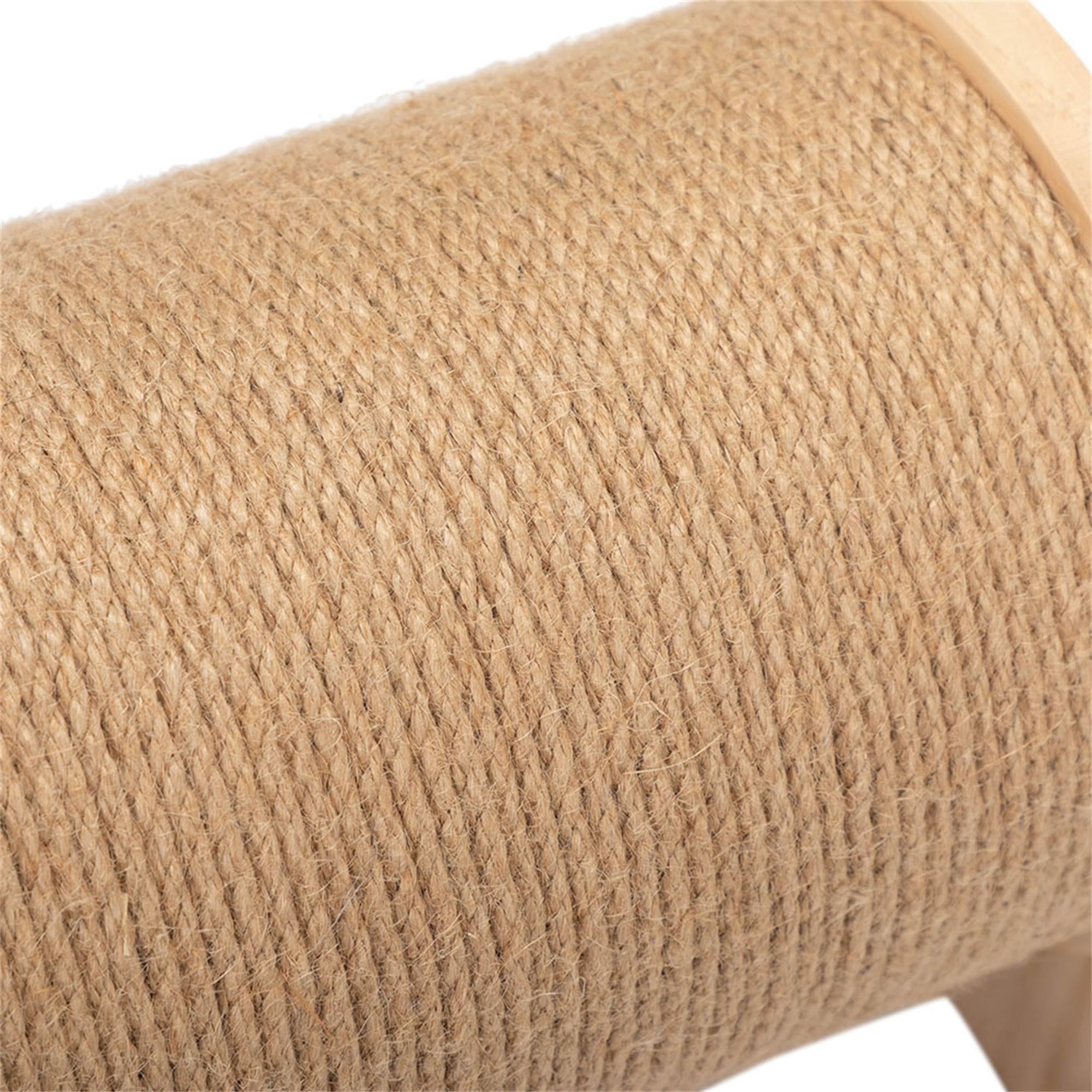Pefilos 10" Cat Scratching Post with Sisal Wheel, Cats Scratcher Toy Interactive Wood Durable Scratch for Indoor Kitties, Beige