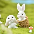thumbnail image 3 of NIBOLOG Hare Figurines Fine Workmanship Lovely Plastic Miniature Hare Figurines Cake Toppers for Bonsai Decor, 3 of 8