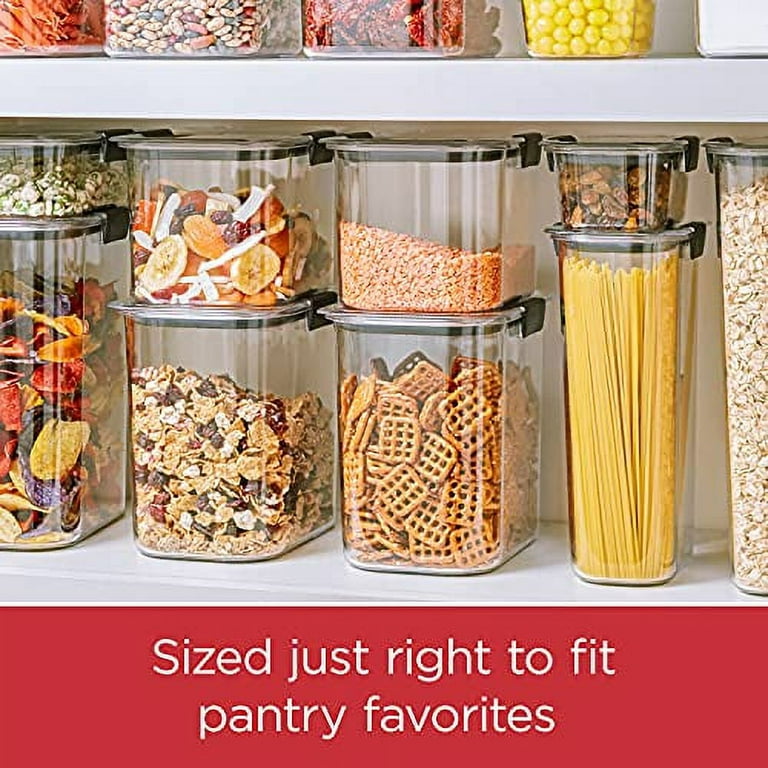 Newell Brands Rubbermaid Brilliance Airtight Food Storage Container for  Pantry with Lid for Flour, Sugar, and Rice, 12-Cup, Clear/Grey