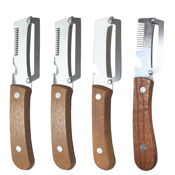 4-Piece Multi-functional Vegetable Peeler Assorted Set, Stainless Steel Sharp Fruit Slicer and Potato Grater Pack, Versatile Cooking Tools