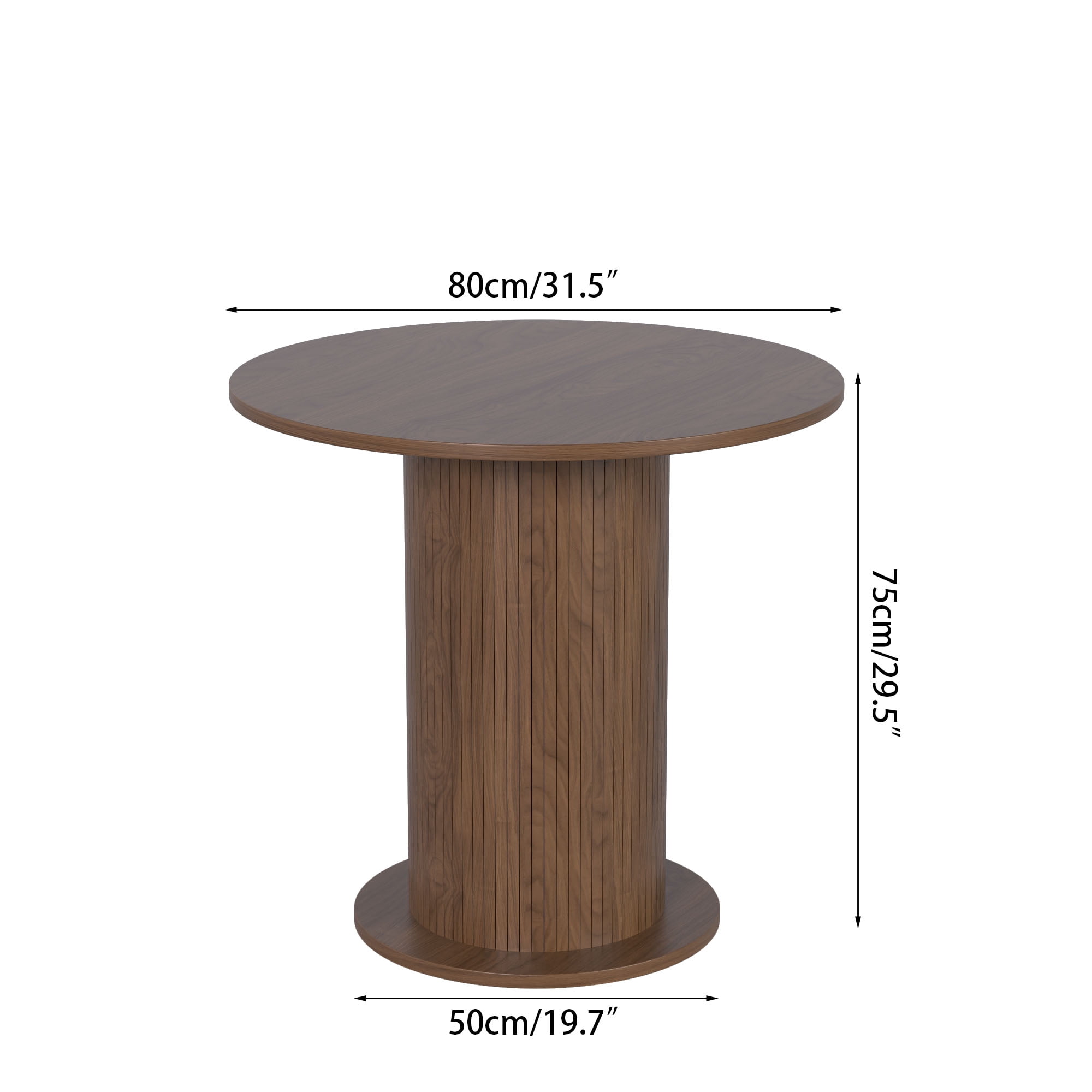 Modern Farmhouse Round Dining Table, Wood Kitchen Table for 2, Small Circle Dining Tables, Walnut