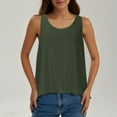 thumbnail image 2 of CheerKidz Women's Back Slit T-Shirt Solid Color Round Neck Casual Top, Fashion Summer Sleeveless Shirt(Army Green,S), 2 of 6