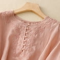 thumbnail image 5 of SNKSDGM Easter Shirt Women's Tops 3/4 Sleeve Spring Vintage Linen Round Neck Embroidered Loose Half Sleeve T Shirt for Women Lightweight Linen Top Plus Size Tops for Women Sexy Clubwear 4X, 5 of 7
