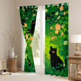 thumbnail image 3 of Manfei Cute Cat Pet Blackout Curtains, Cartoon Summer Lotus Window Curtains Pack of 2 (38x45 Each), Green Black, 3 of 6