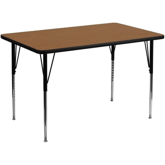 Pemberly Row 31" x 48" x 30" Thermal Fused Laminate Top Activity Table in Oak
