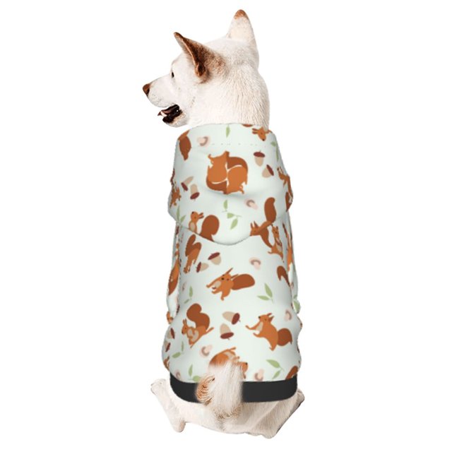 Fotbe Squirrel Playing Sudadera con Estampado para Perros Pequeños – Suéter con Capucha para Mascotas, Tela Suave de Forro Polar con Bolsillo-Small