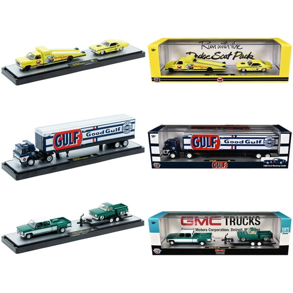 Auto Haulers Set of 3 Trucks Release 88 Limited Edition to 9600 pieces Worldwide 1/64 Diecast Model Car by M2 Machines