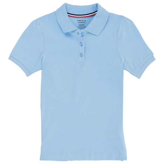 French Toast Girls School Uniform Short Sleeve Ruffle Pique Polo Dress, Sizes 4-16