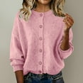 thumbnail image 2 of HongQid Women’s Cardigans Casual Loose Button Up Long Sleeve Crewneck Knit Cardigan Sweaters Open Front Outerwear Coats, 2 of 5