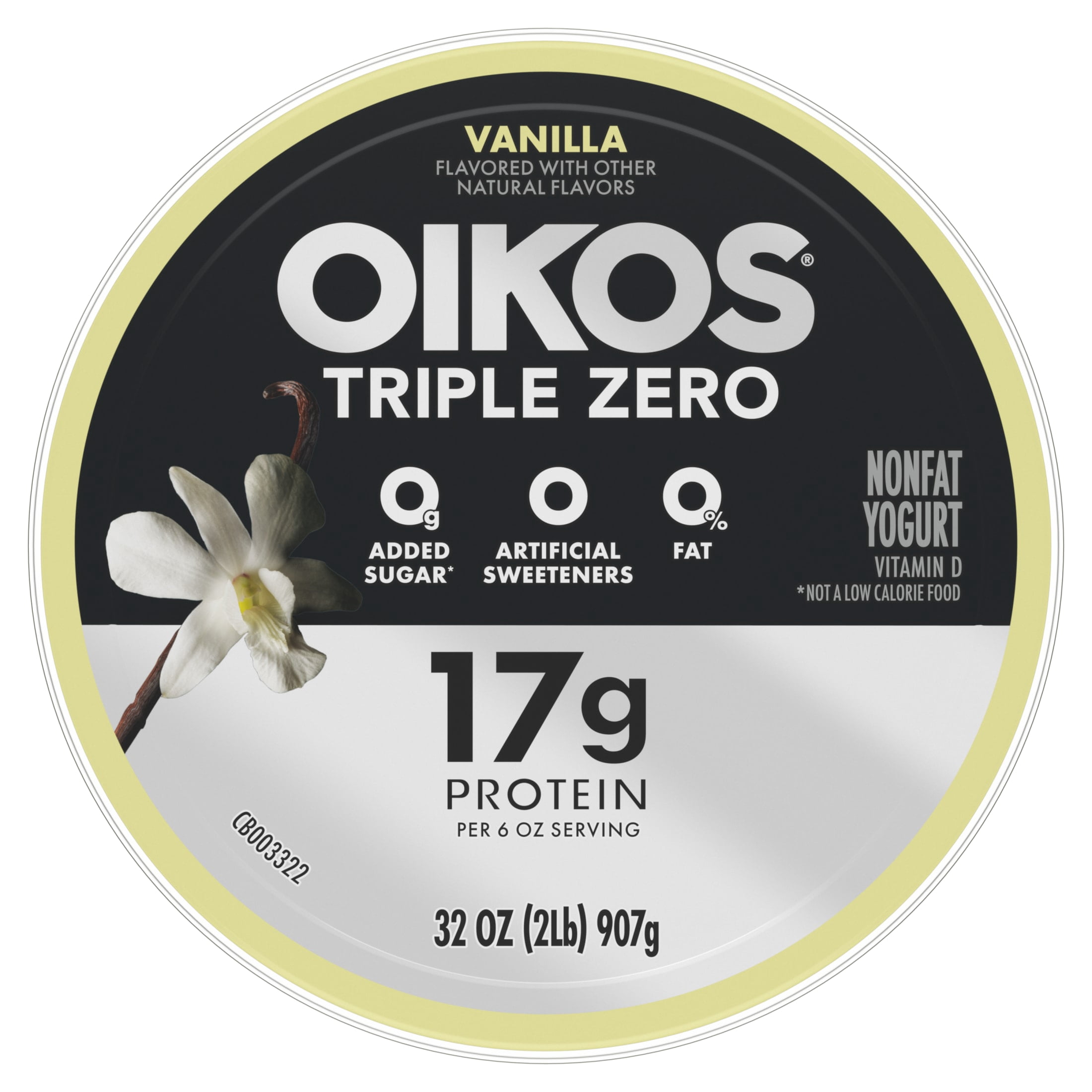 Oikos Triple Zero 17g Protein Vanilla Greek Yogurt, 100 Calories