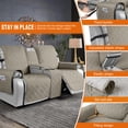 thumbnail image 3 of KINCAM Waterproof Loveseat Recliner Cover with Console, 3-Piece Non-Slip Washable Furniture Protector for Split Sofa, Khaki, 3 of 8