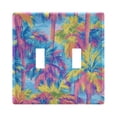 thumbnail image 2 of Dailycode Light Switch Plate Covers 3 Gang Wall Plate Plastics Outlet Covers for Kitchen Home Office Decor Vibrant Color Palm Trees, 2 of 8