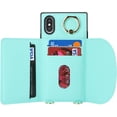 thumbnail image 5 of Crossbody Phone Cases for iPhone X/XS with Card Holder for Women,iPhone Xs Case Wallet with Lanyard Strap,PU Leather Magnetic Clasp [Ring Holder Kickstand],5.8" Mint Green, 5 of 13