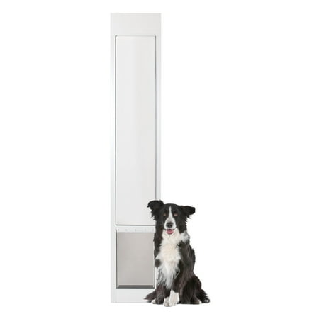 PetSafe Freedom Aluminum Patio Panel Sliding Glass Dog and Cat Door, Adjustable 76 13/16 in to 80 11/16 in - Large White Pet Door