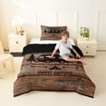 thumbnail image 4 of Catabedysis Country Camping Twin Comforter Sets,Sweet Camper Silhouette Print Bedding Set For Boys,Natural Wood Tone,Black Reversible,2 Pieces,1 Comforter and 1 Pillowcase, 4 of 7
