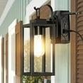 1Light Matte Black Light Outdoor Wall Lantern Sconce with Clear Glass