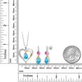 thumbnail image 2 of Gem Stone King 925 Sterling Silver and 10K Yellow Gold Swiss Blue Topaz Pink Created Sapphire and White Lab Grown Diamond Pendant Necklace Earrings Set for Women (4.72 Cttw, with 18 inch Chain), 2 of 3