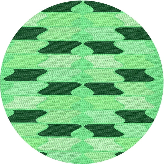 Ahgly Company Indoor Round Patterned Jade Green Area Rugs, 3' Round