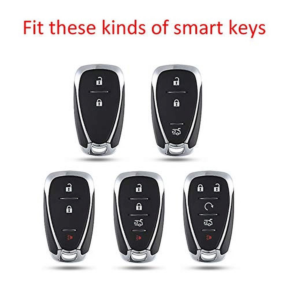 for Chevy Key Fob Cover, ABS Carbon Fiber Pattern Car Key Case Protector for 2016- 2020 2023 2024 Chevrolet Malibu Cruze Camaro Traverse Volt Trax Equinox Blazer with Keychain