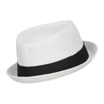 thumbnail image 3 of Big Size Solid Upbrim Pork Pie Fedora - White XL-2XL, 3 of 5