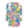 thumbnail image 6 of Womens Easter Tops Crewneck 3/4 Sleeve T Shirt Colored Eggs Print Trendy Loose Fit Tunic Tops Soft Family Gifts T-Shirts, #01 Light pink, XXL, 6 of 6