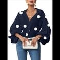 thumbnail image 1 of Blusa Holgada de Larga con Cuello Semiabierto y Lunares Franceses para Mujer Azul Marino XL, 1 of 10