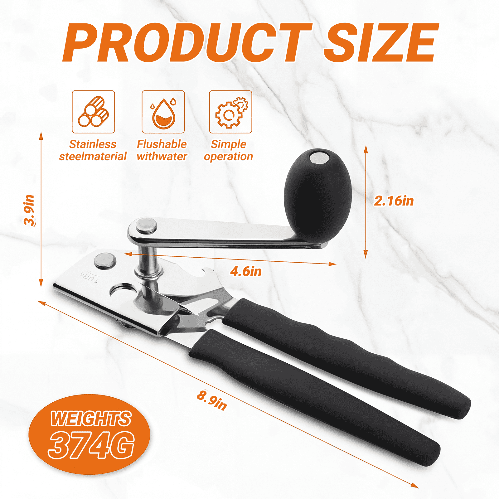 Commercial Can Opener Heavy Duty for Restaurant Kitchen, Manual Can Opener with Hand Crank for Small, Medium & Large Cans, 1 Pack