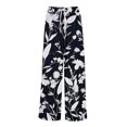 thumbnail image 5 of WTOBBY Women's Printed Wide Leg Pants with Floral High Waist Drawstring Loose Casual Trousers and Functional Pockets for Everyday Fashion ,White L, 5 of 6