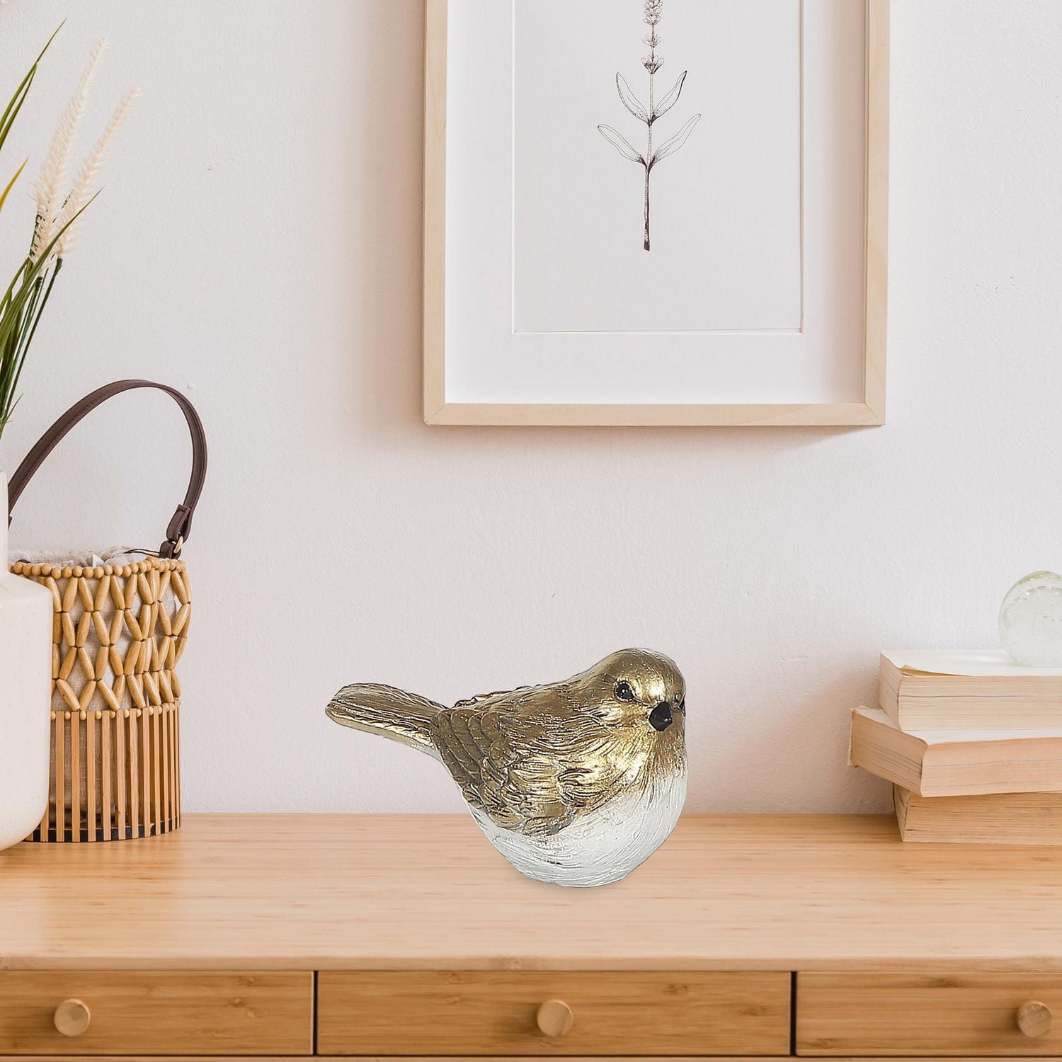 Petit Oiseau Doré En Polyrésine