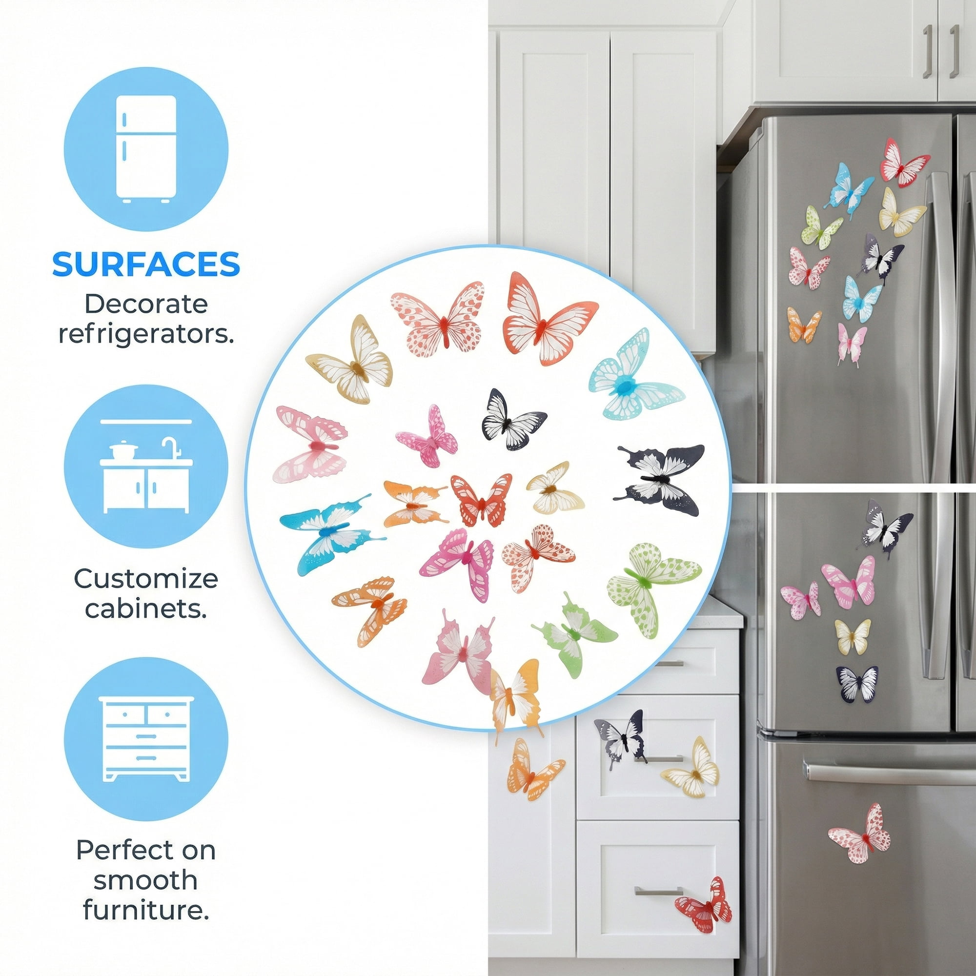 Unique Bargains 90 PCS Butterfly Wall Decals for Home Decoration Red Yellow 3.1" x 2.6"
