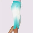 thumbnail image 3 of Pull-On Capri Pants for Women Split Gradient Workout Leggings with Pockets Athletic Running Straight Capris Mint Blue, S, 3 of 7