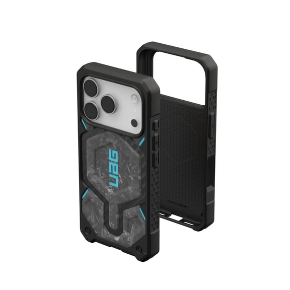 UAG Monarch Pro for iPhone 18 Pro Case/iPhone 17 Pro Case, Forged Carbon, MagSafe Compatible, Multi-Layer Protection, Hand-Laid Forged Carbon Fiber Chips with Blue Accent, Military Grade Drop Tested