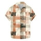 thumbnail image 1 of Camisas de Manga Corta de los Hombres Vintage Cuadrado Impreso Solapa Superior, Poliéster Ligero para Primavera Verano Casual Y Diario, 1 of 9