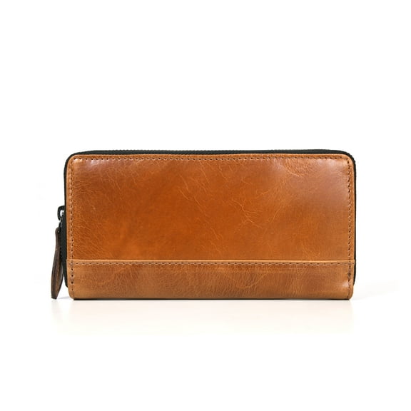 Aaron Leather Goods Genuine Leather Wallet For Women - Brooks Tan