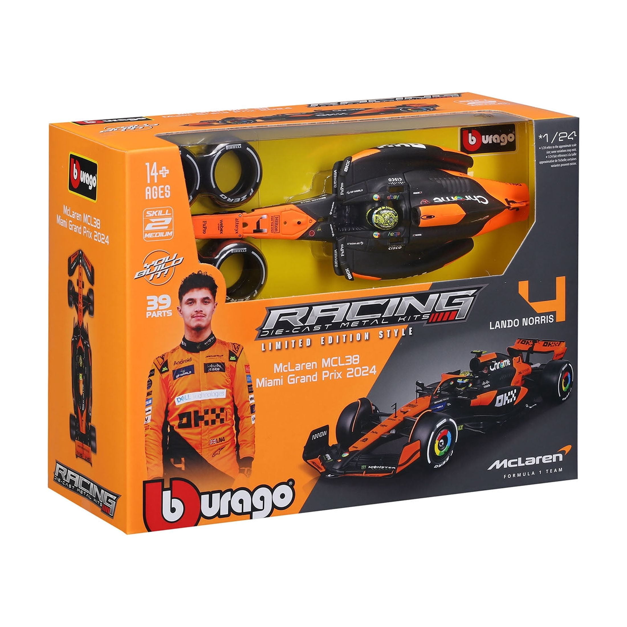 1:24 Race Formula McLaren MCL38 Model Kit Play Vehicle with Helmet, 2024